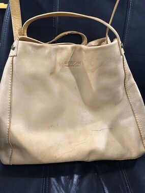 American Leather Co Beige Leather Tote Bag